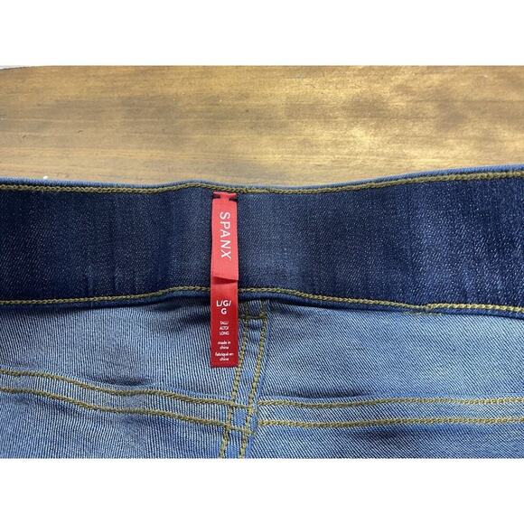 SPANX Jeans Womens Large Tall Blue Flare High Rise Pull On Stretch NWT - Picture 6 of 11